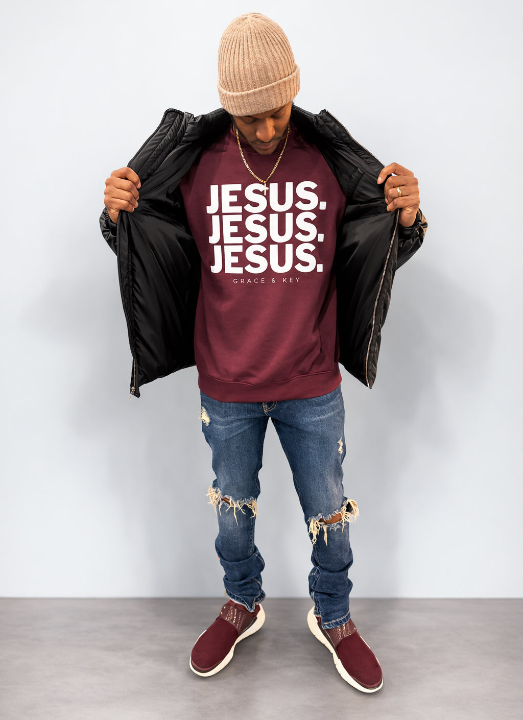 Jesus Crewneck - Maroon