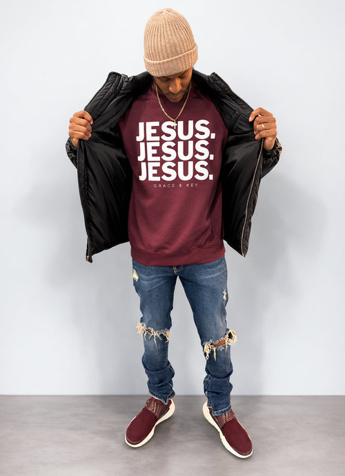 Jesus Crewneck - Maroon