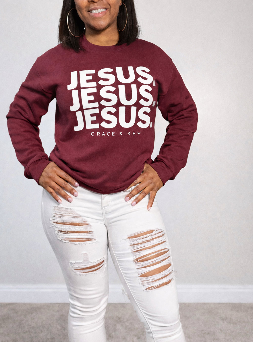 Jesus Crewneck - Maroon